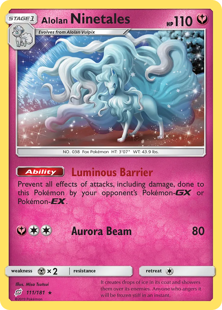2019 Team Up Alolan Ninetales #111/181 Rare Holo card image
