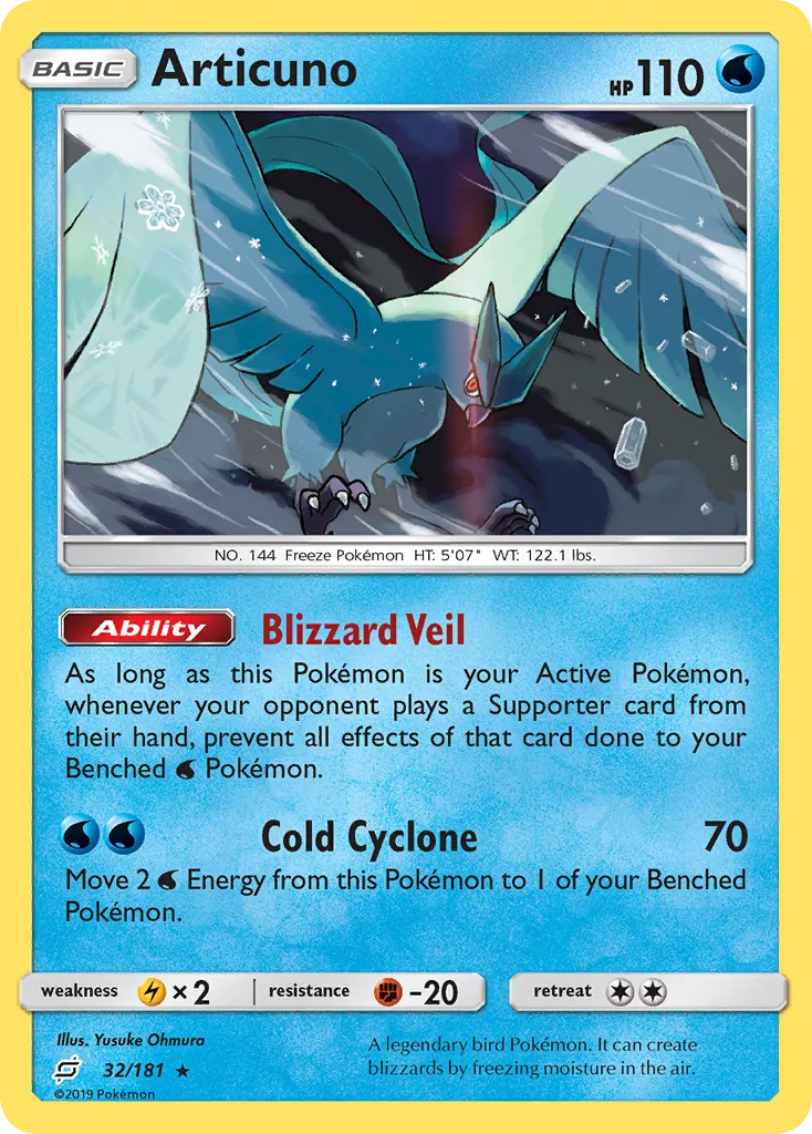 2019 Team Up Articuno #032/181 Rare Holo card image