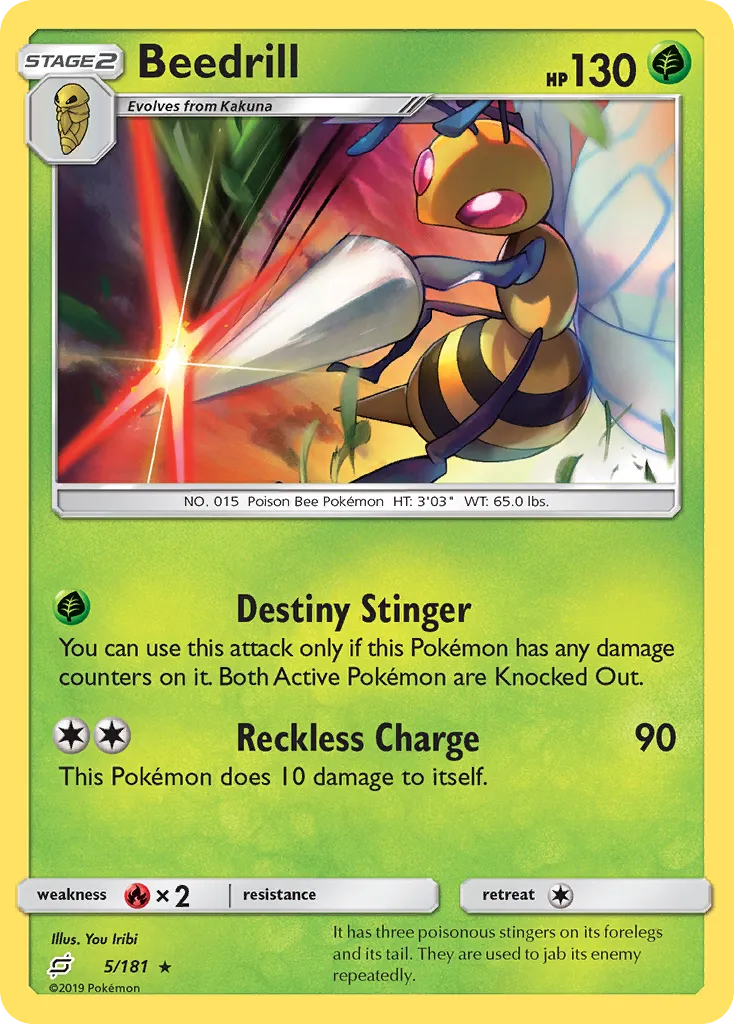 2019 Team Up Beedrill Rare #005/181 Rare card image