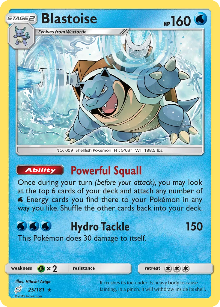 2019 Team Up Blastoise Rare #025/181 Rare card image