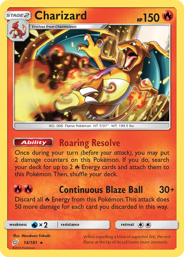 2019 Team Up Charizard Rare #014/181 Rare card image