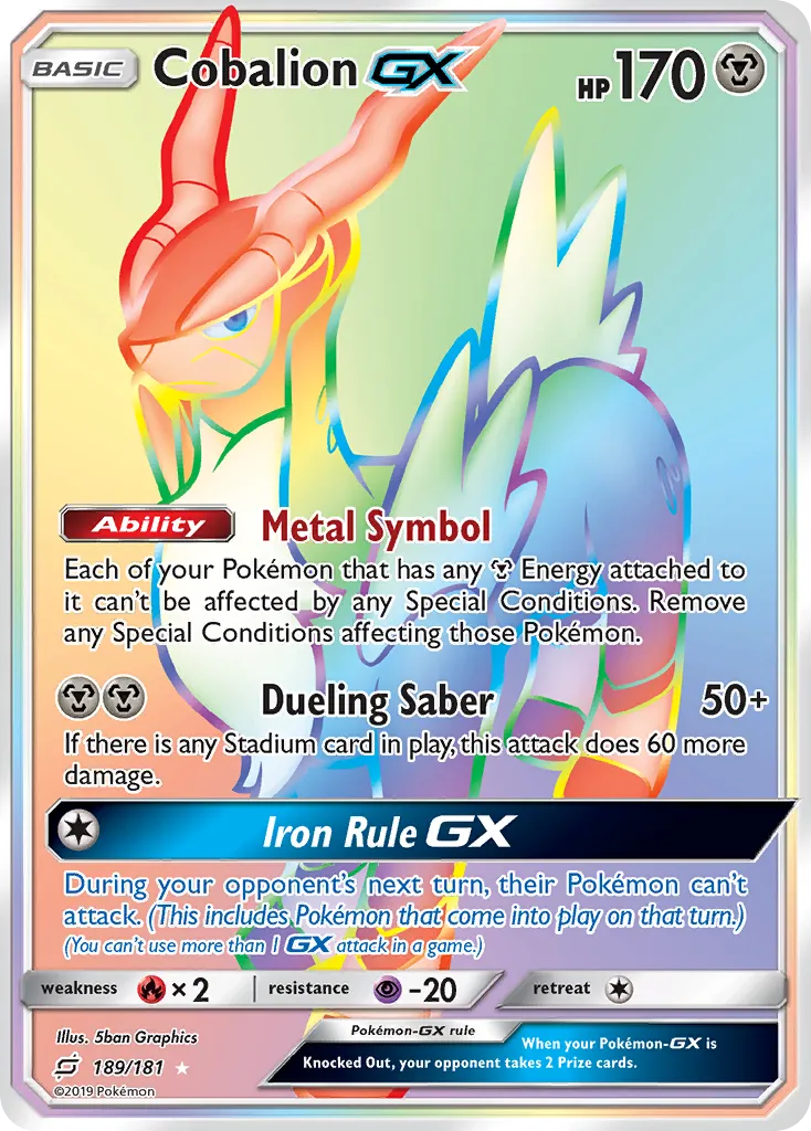 2019 Team Up Cobalion-GX #106/181 Rare Holo GX card image