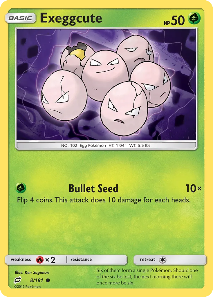 2019 Team Up Exeggcute Common #008/181 Common card image