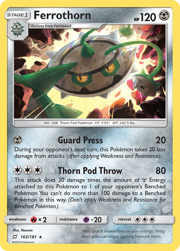 2019 Team Up Ferrothorn Rare #103/181 Rare card image