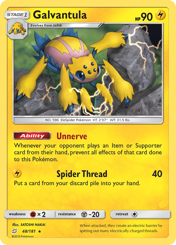 2019 Team Up Galvantula Rare #048/181 Rare card image