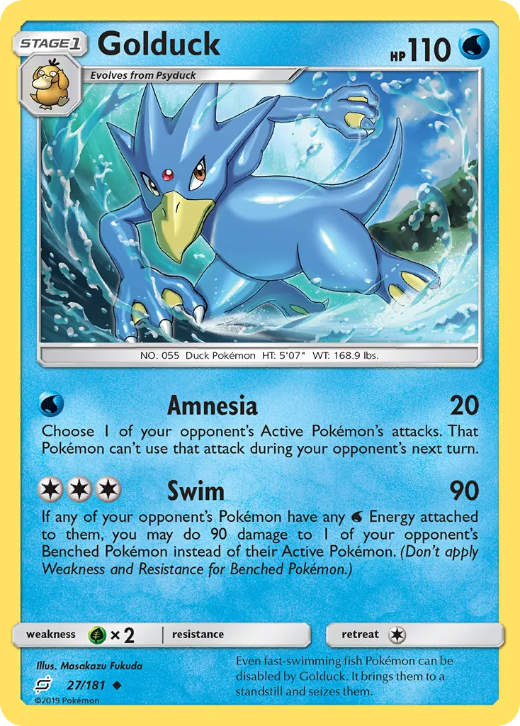 2019 Team Up Golduck Uncommon #027/181 Uncommon card image