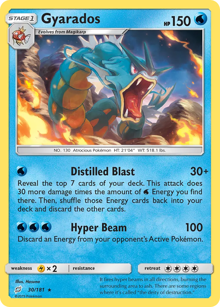 2019 Team Up Gyarados #030/181 Rare Holo card image