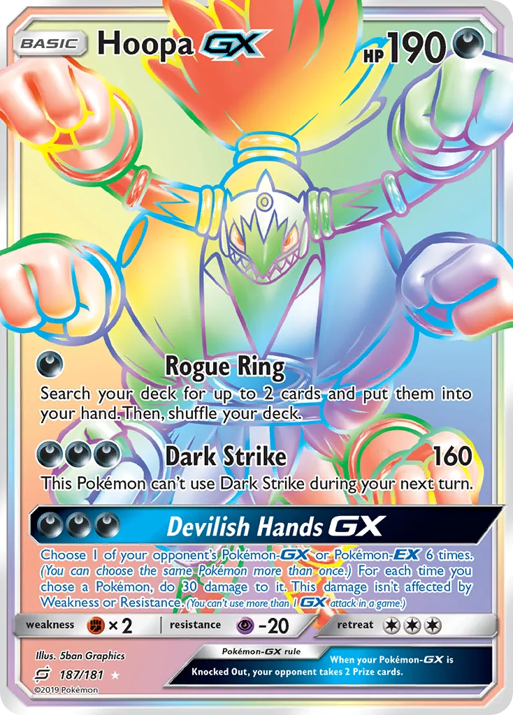 2019 Team Up Hoopa-GX #096/181 Rare Holo GX card image