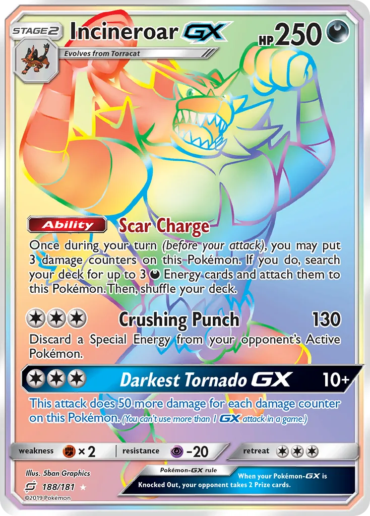 2019 Team Up Incineroar-GX #167/181 Rare Ultra card image