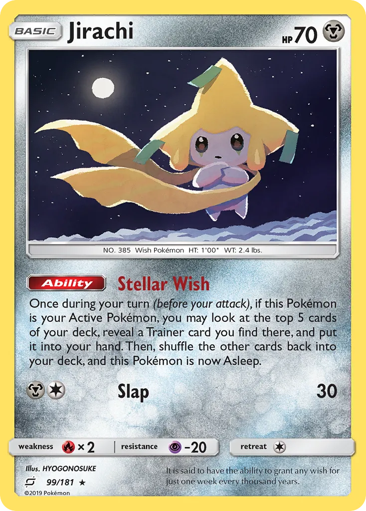 2019 Team Up Jirachi #099/181 Rare Holo card image