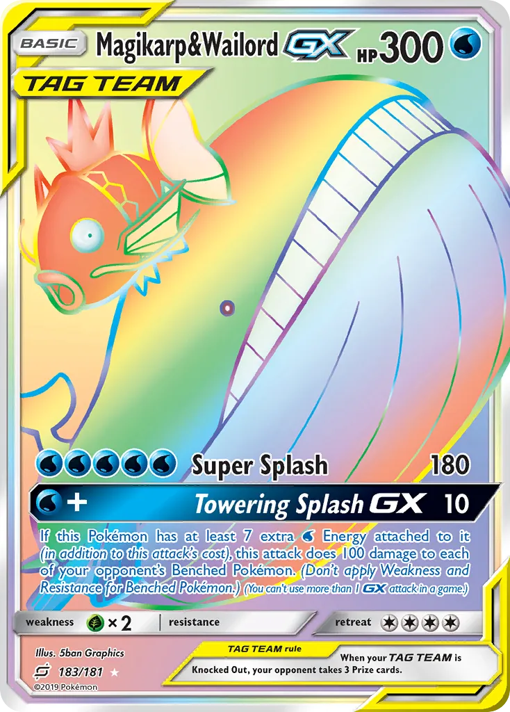 2019 Team Up Magikarp & Wailord-GX #160/181 Rare Ultra card image