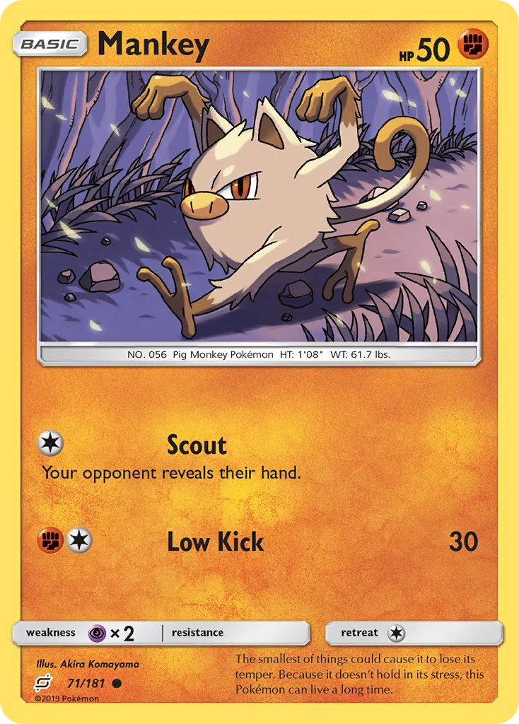 2019 Team Up Mankey Common #071/181 Common card image