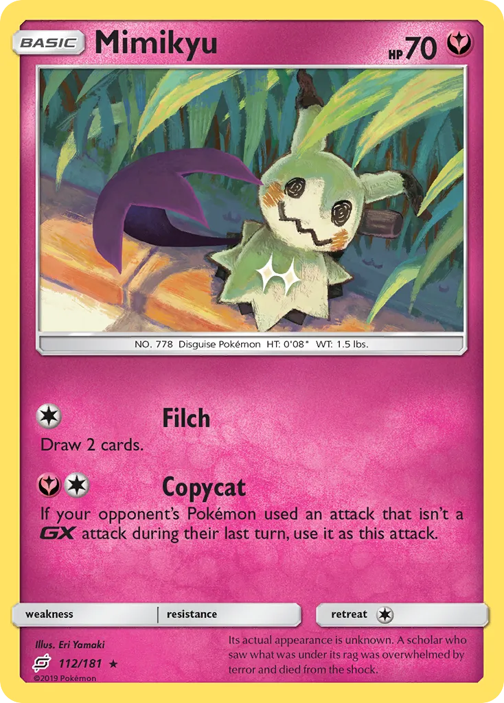 2019 Team Up Mimikyu Rare #112/181 Rare card image