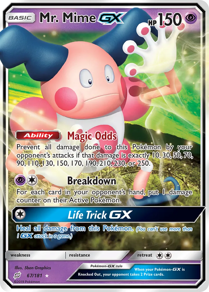 2019 Team Up Mr. Mime-GX #067/181 Rare Holo GX card image