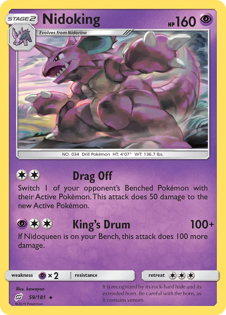 2019 Team Up Nidoking Rare #059/181 Rare card image