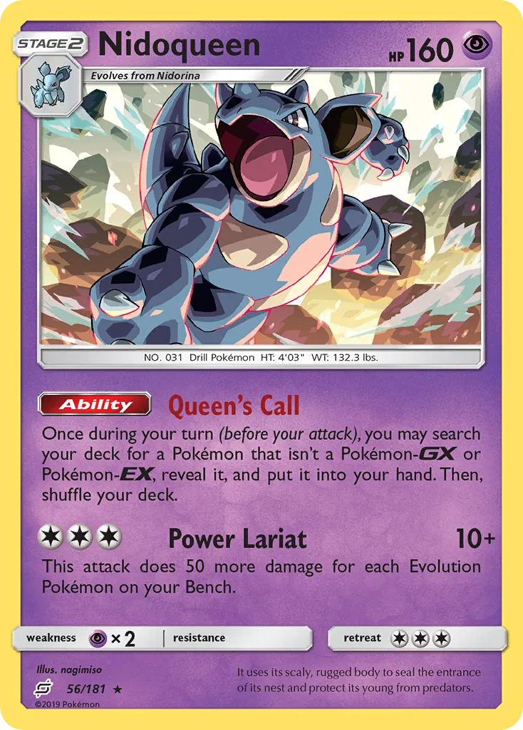 2019 Team Up Nidoqueen #056/181 Rare card image