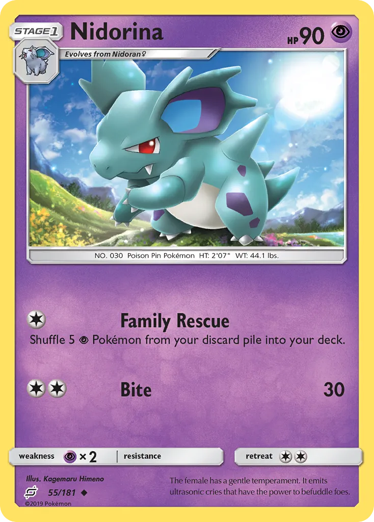 2019 Team Up Nidorina Uncommon #055/181 Uncommon card image