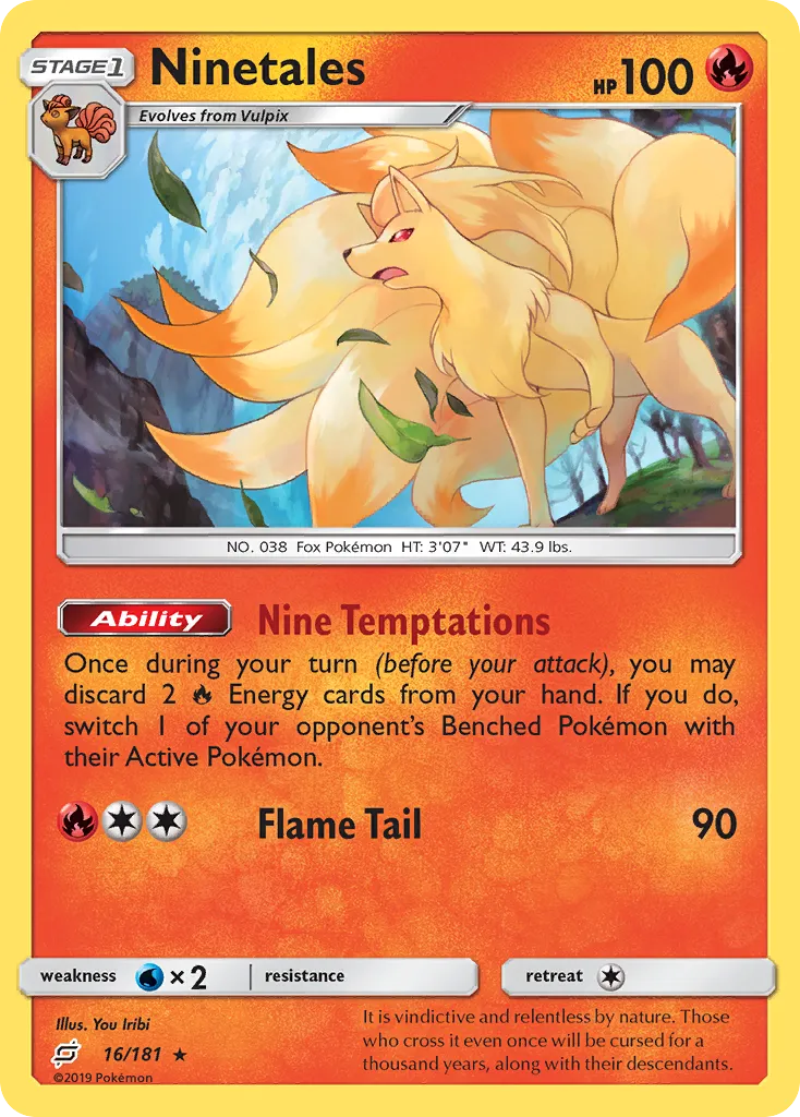 2019 Team Up Ninetales Rare #016/181 Rare card image
