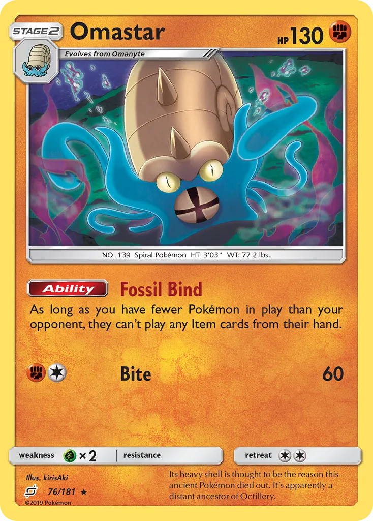 2019 Team Up Omastar Rare Holo #076/181 Rare Holo card image