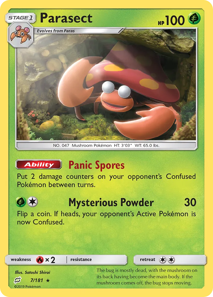 2019 Team Up Parasect Rare #007/181 Rare card image