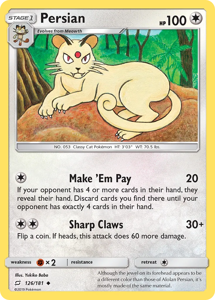 2019 Team Up Persian #126/181 Uncommon card image