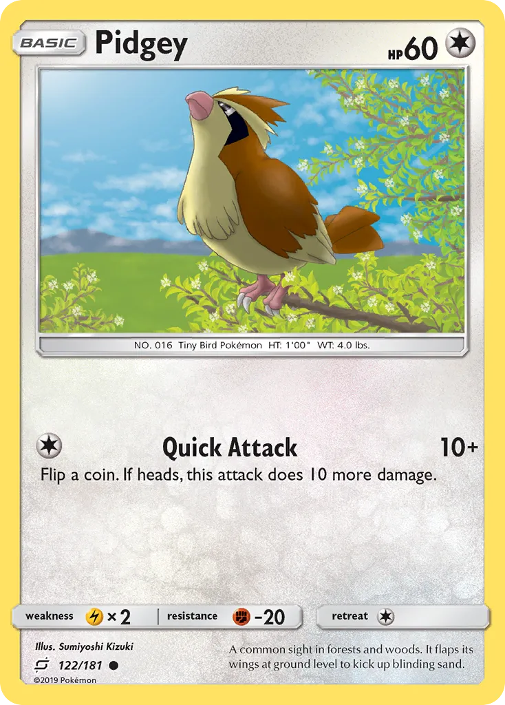 2019 Team Up Pidgey Common #121/181 Common card image