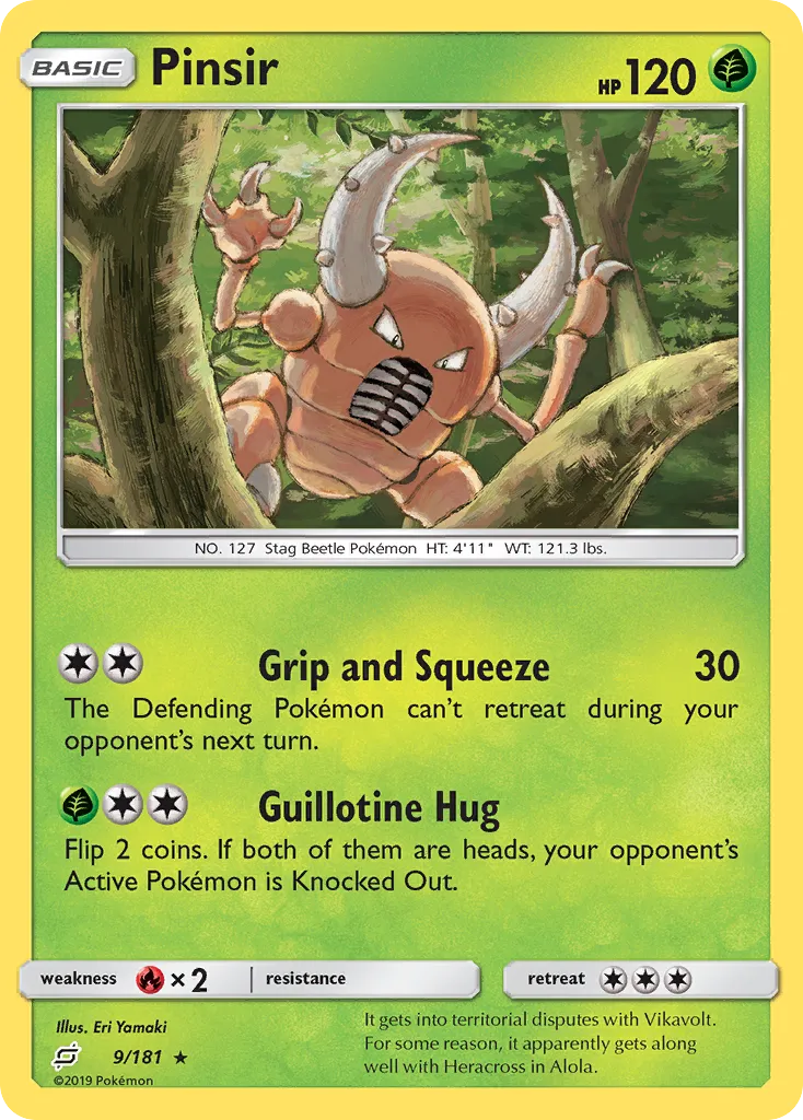 2019 Team Up Pinsir Rare #009/181 Rare card image