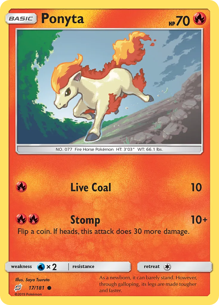 2019 Team Up Ponyta Common #017/181 Common card image