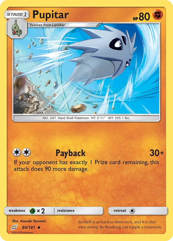 2019 Team Up Pupitar Uncommon #080/181 Uncommon card image