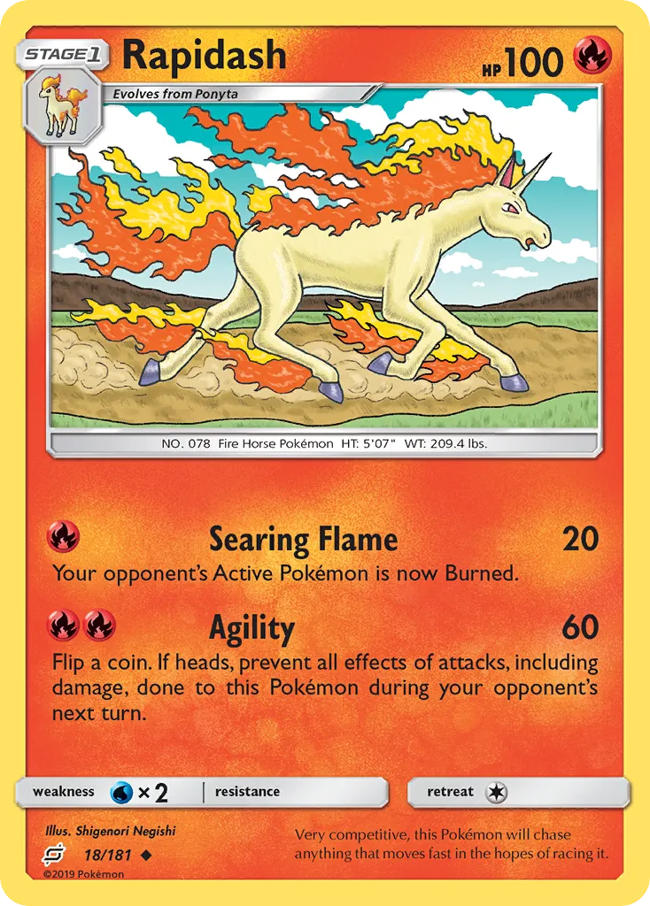 2019 Team Up Rapidash Uncommon #018/181 Uncommon card image