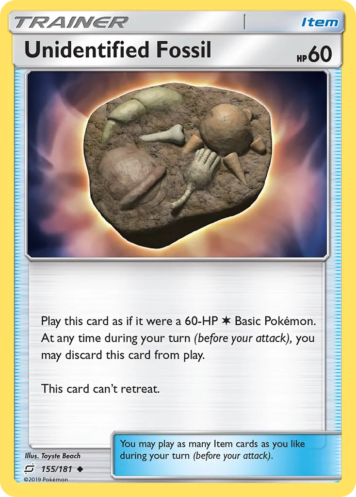 2019 Team Up Unidentified Fossil #155/181 Uncommon card image