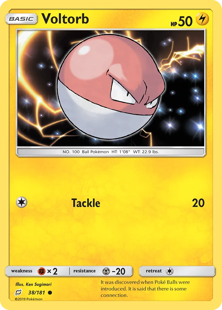 2019 Team Up Voltorb Common #038/181 Common card image