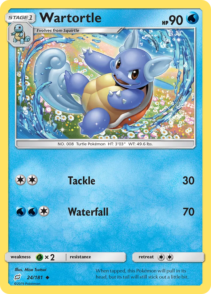 2019 Team Up Wartortle Uncommon #024/181 Uncommon card image