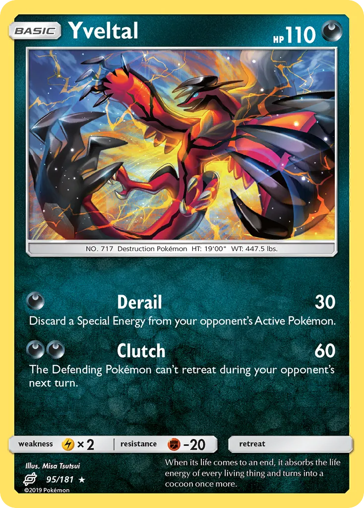 2019 Team Up Yveltal #095/181 Rare Holo card image