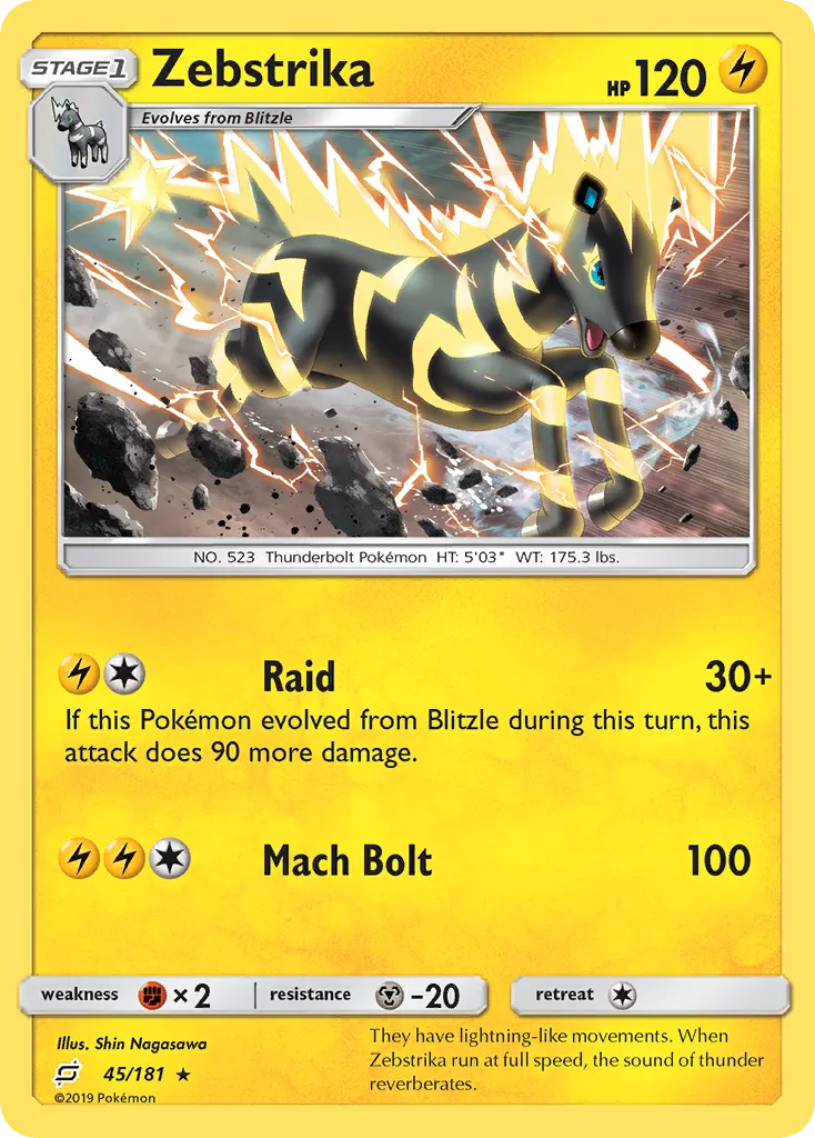 2019 Team Up Zebstrika #045/181 Rare card image