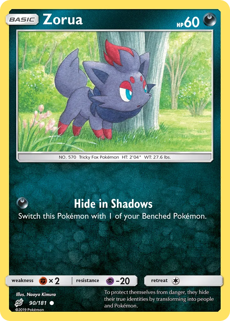 2019 Team Up Zorua #090/181 Common card image
