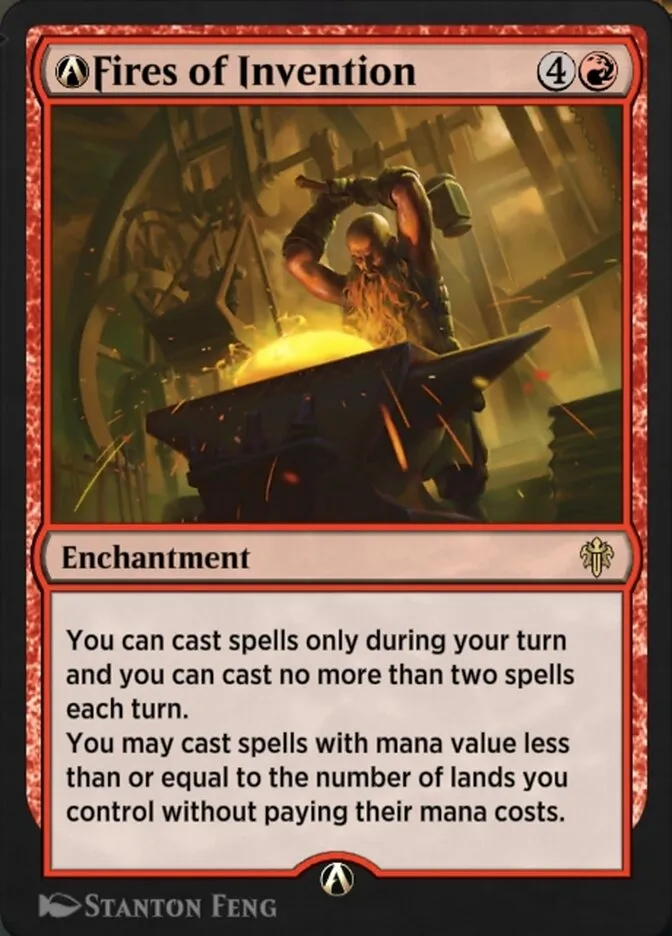 2019 Throne of Eldraine A-Fires of Invention rare #A-125 unlisted card image