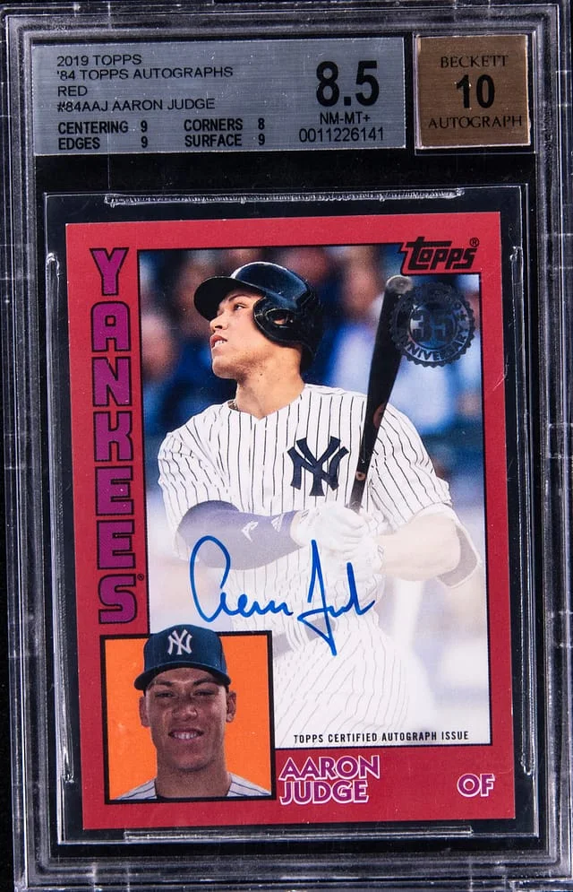 2019 Topps Aaron Judge 84 Topps Autographs Red #84AAJ card image