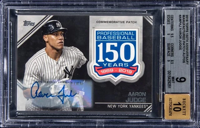 2019 Topps Aaron Judge 150th Anniversary Manufactured Patch Autographs #AMP-AJ card image