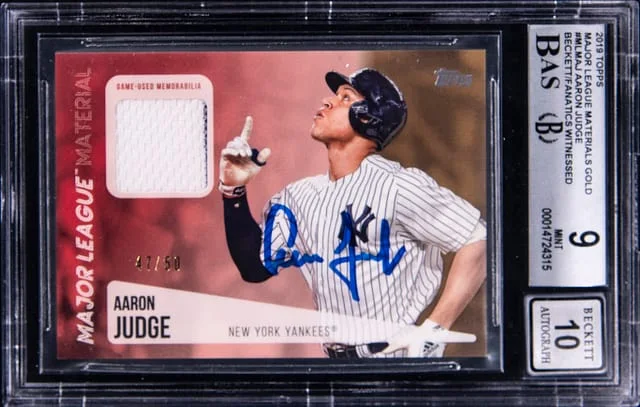2019 Topps Aaron Judge Major League Materials Gold #MLM-AJ card image