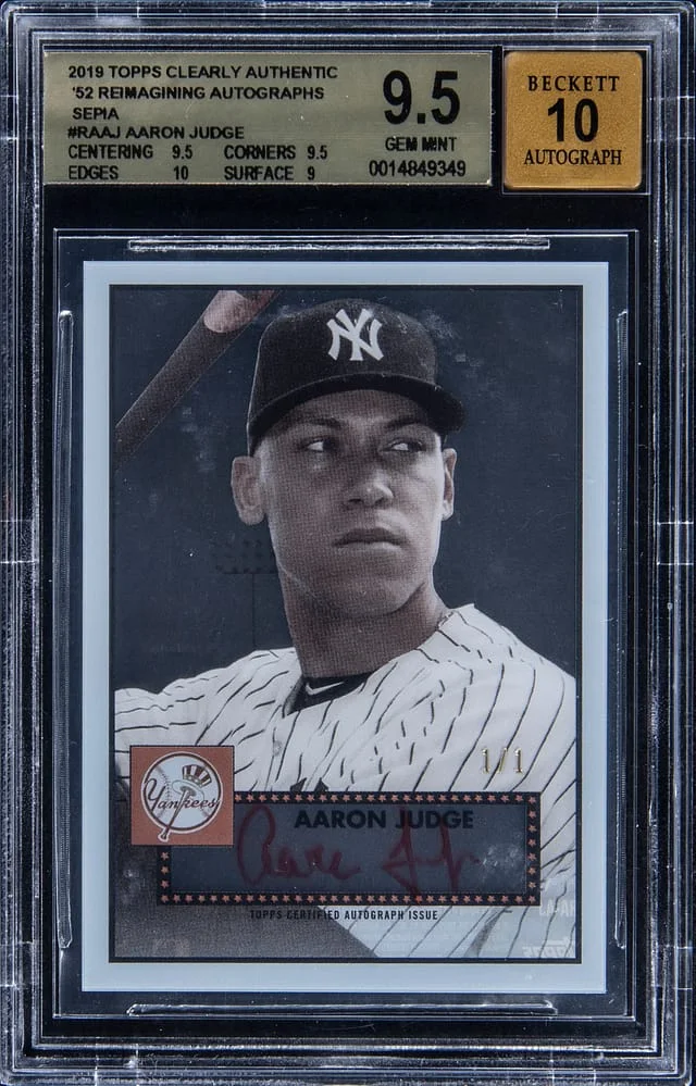 2019 Topps Aaron Judge Clearly 52 Reimagining Sepia #RA-AJ card image