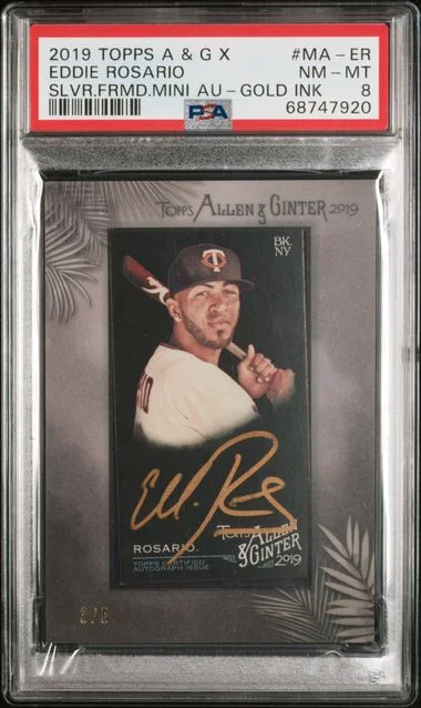 2019 Topps Allen & Ginter Eddie Rosario X Silver Framed Mini Autographs Gold Ink #MA-ER card image