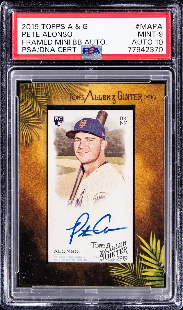 2019 Topps Allen & Ginter Pete Alonso Framed Mini Autograph #MAPA card image