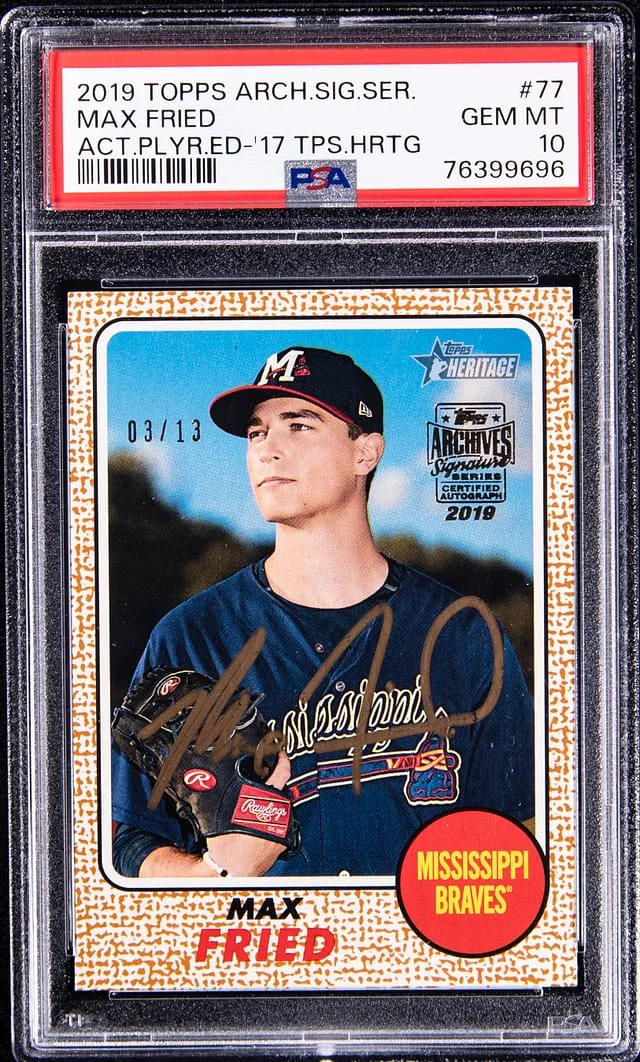 2019 Topps Archives Signature Series Max Fried 17 Topps Heritage #77 card image