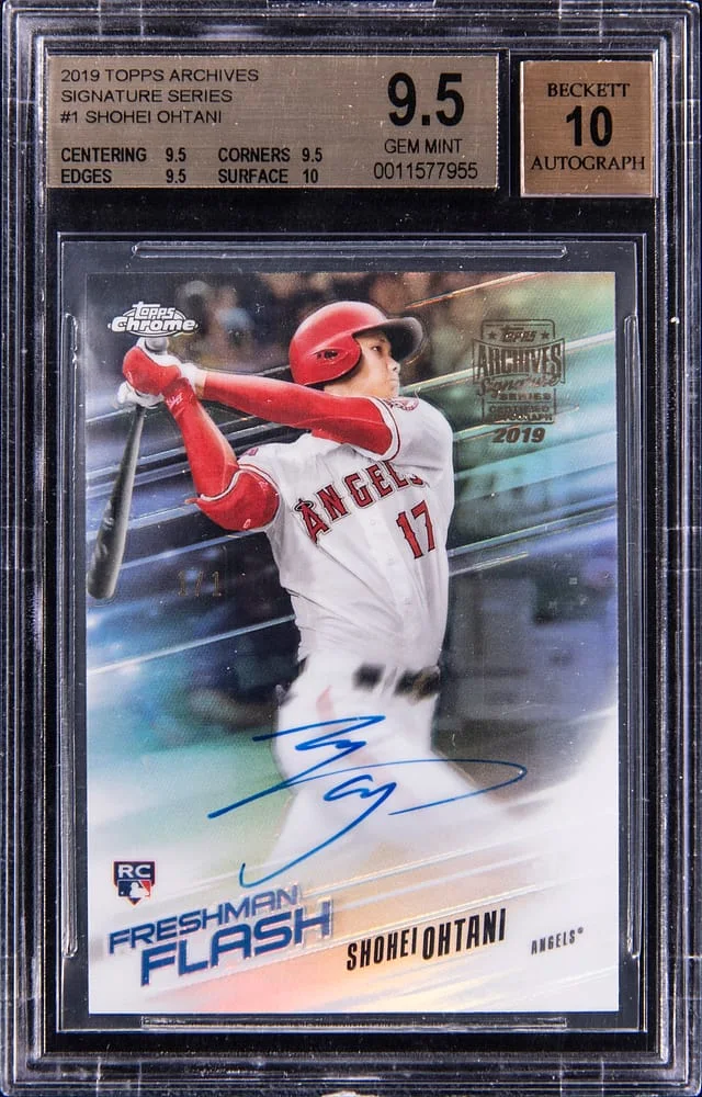 2019 Topps Archives Signature Series Shohei Ohtani 2018 Topps Chrome Freshman Flash Buyback #FF-1 card image