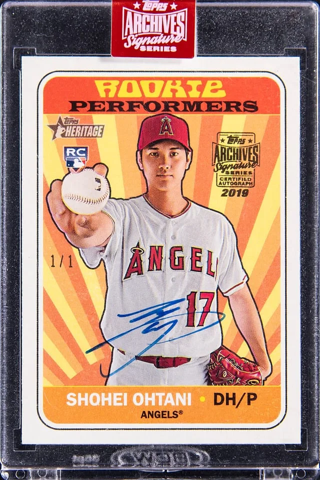 2019 Topps Archives Signature Series Shohei Ohtani 18 Heritage Performers Autograph #RP-SO card image