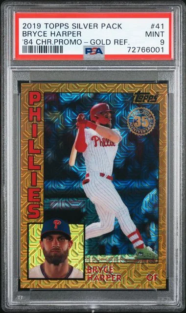 2019 Topps Bryce Harper Silver Pack 1984 Chrome Promo Gold Refractor #T84-41 card image