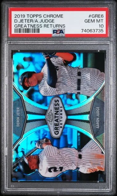2019 Topps Chrome Aaron Judge/Derek Jeter Greatness Returns #GRE-6 card image