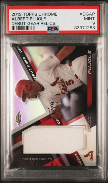 2019 Topps Chrome Albert Pujols Debut Gear Relics #DGAP card image