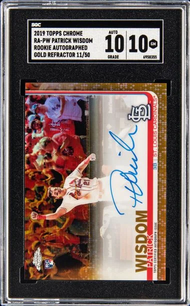 2019 Topps Chrome Autographed Gold Refractor Ra-Pw Patrick Wisdom #no-number card image